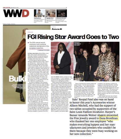 Dana Bronfman receives the 2017 FGI Rising Star Award for Fine Jewelry