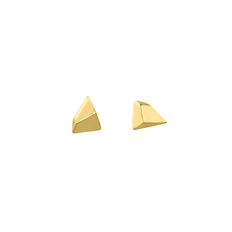 gold triangle stud earrings