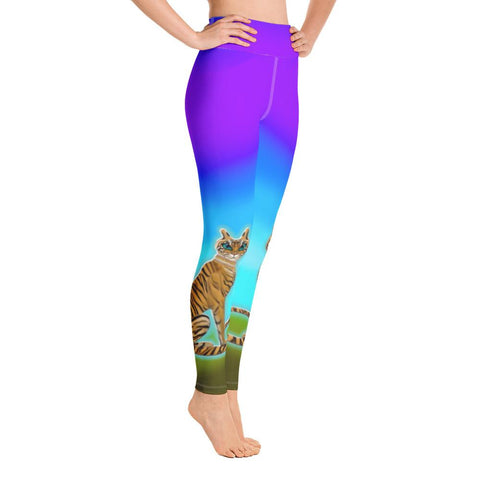 Tara's Tiger Yoga Leggings in Blue Horizon