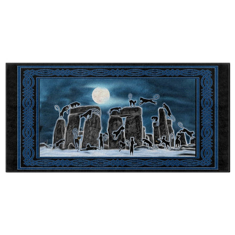 Bast Moon Over Stonehenge with Knotwork Bracket Bath Towel with Black border