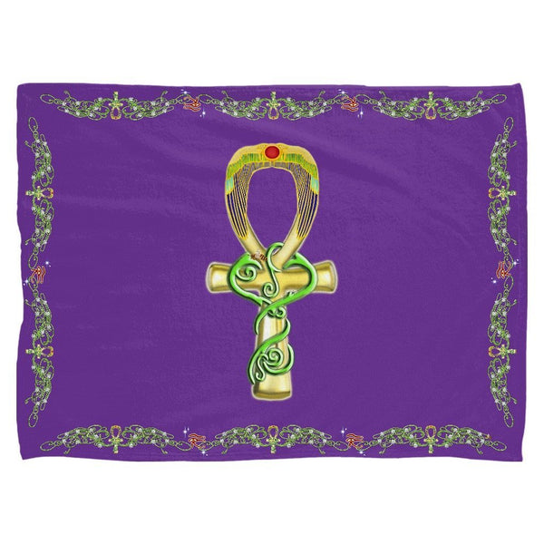 Ankh with Double Jasmine Border Fleece Blanket (L)