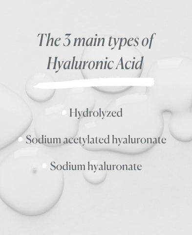 Infographic of three main types of hyaluronic acid. 