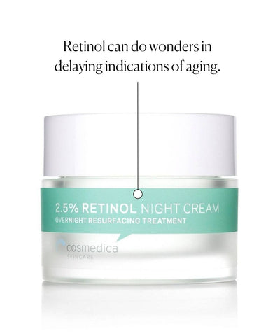 A product image of a jar of Cosmedica Skincare retinol cream. 