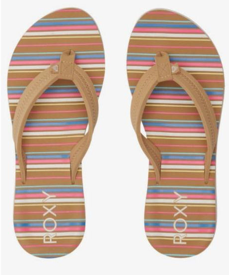 Roxy Women's Slippy Printed Sport Slide Sandal, Rainbow, 6