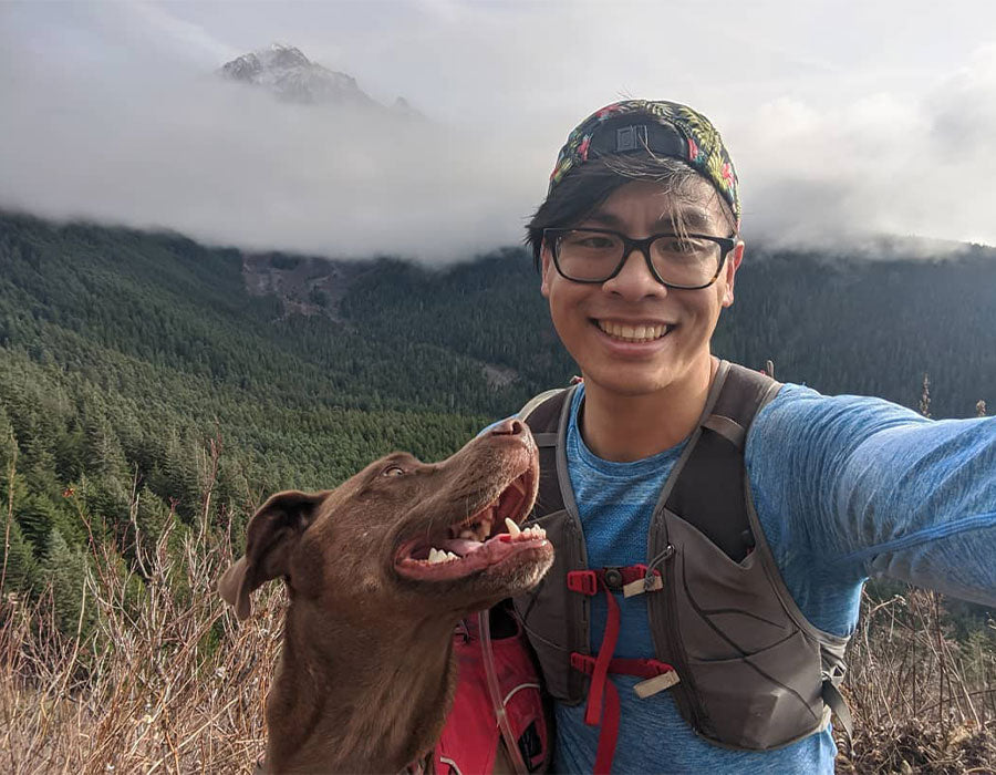 Nathan and Turkey on trail run.