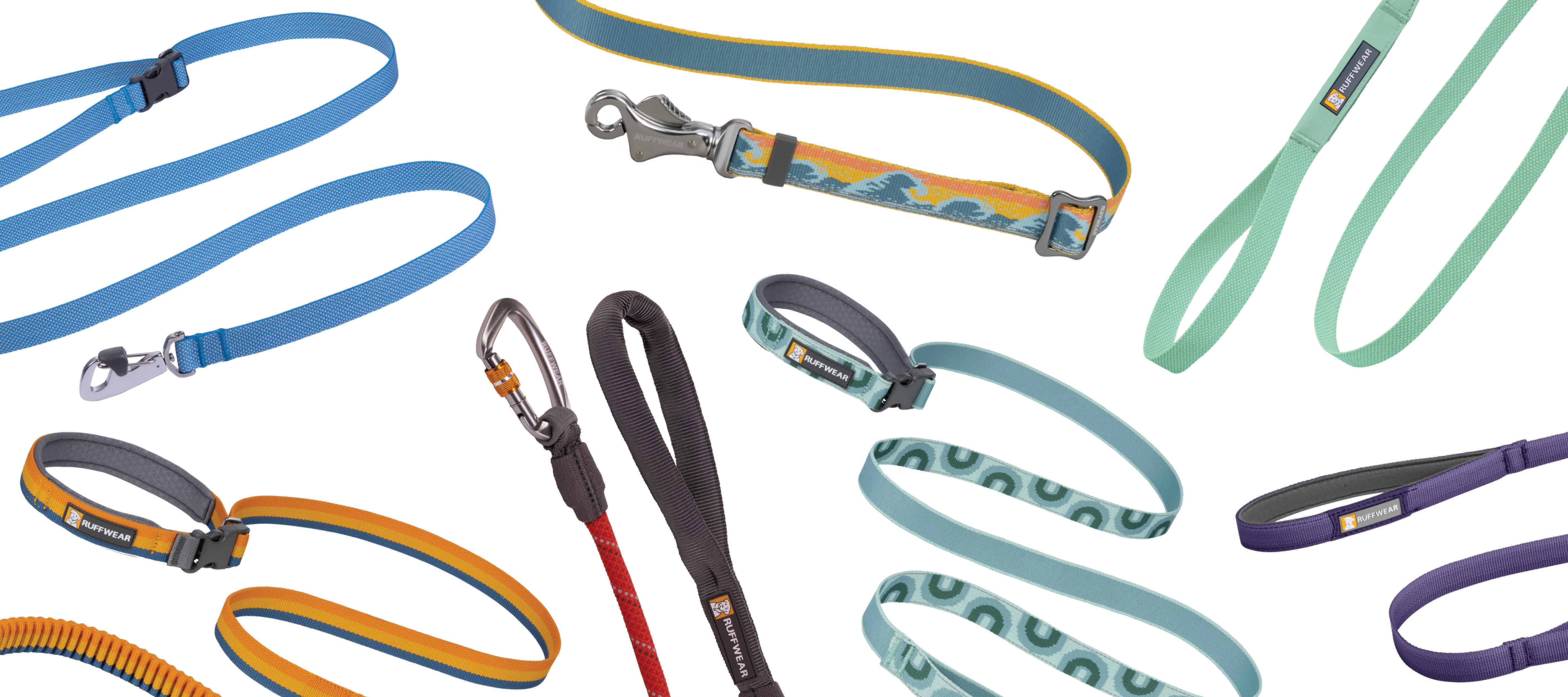 studio laydown of all new crag leash patterns