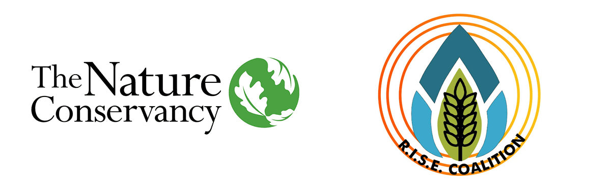 Logos for The Nature Conservancy and RISE Coalition.