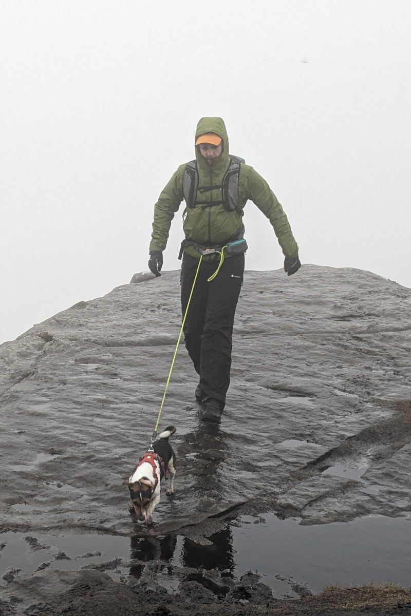 Man using the Hitch Hiker™ Dog Lead with his dog.