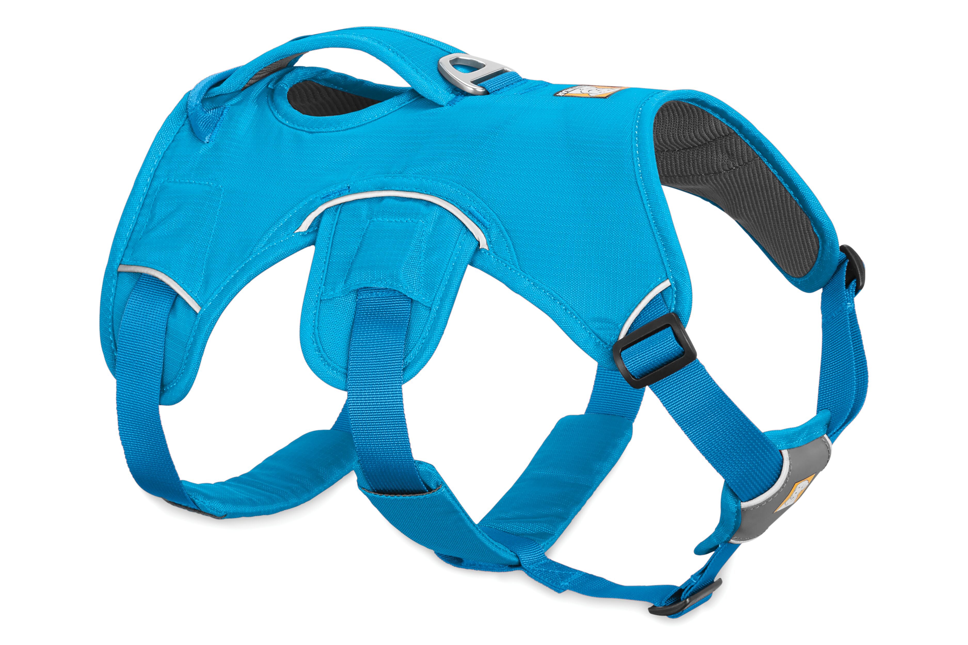A picture of the Ruffwear Web Master™ Dog Harness in the blue dusk color. 