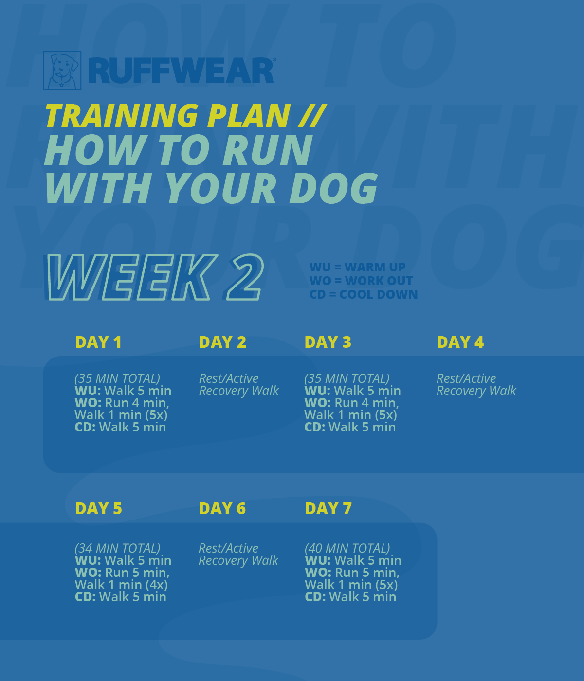 training plan for running with your dog, week 2