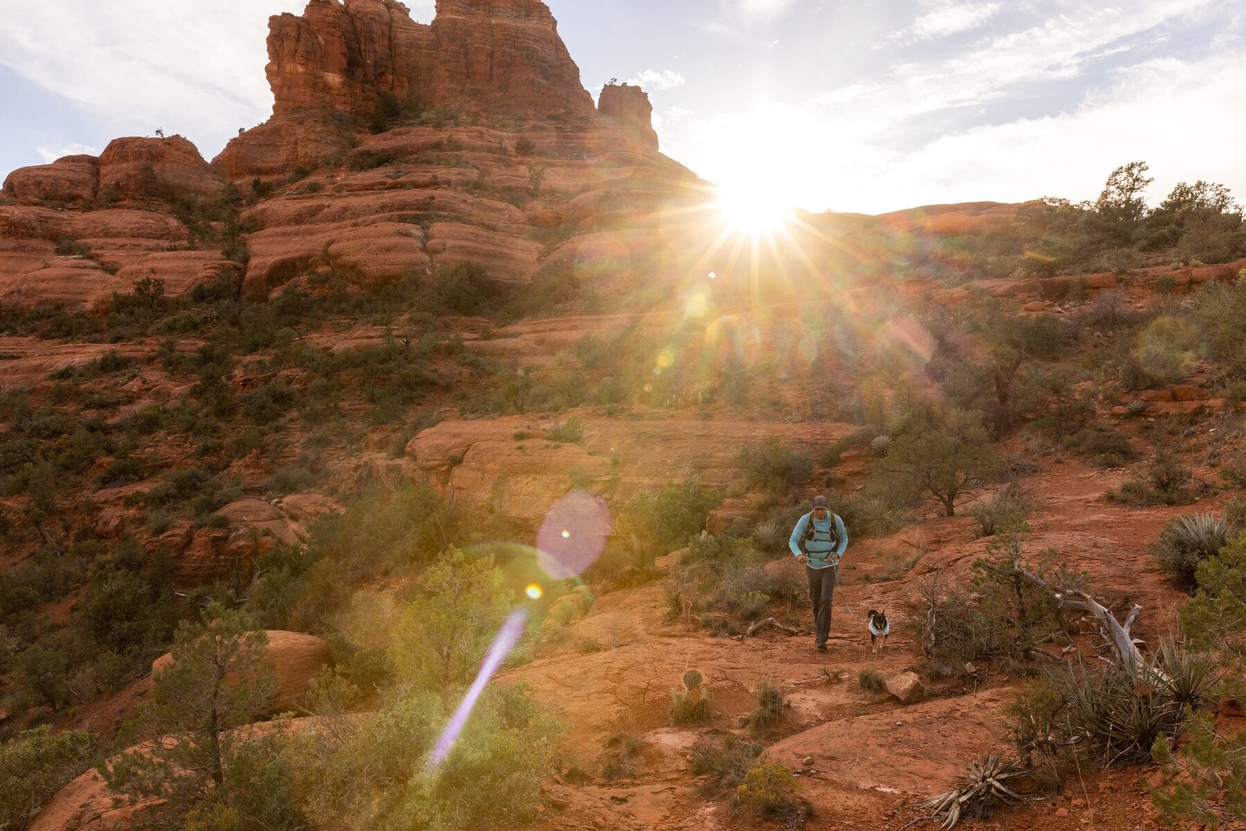 Vernan Kee and one of his dogs go on a trail run in the Navajo Nation.