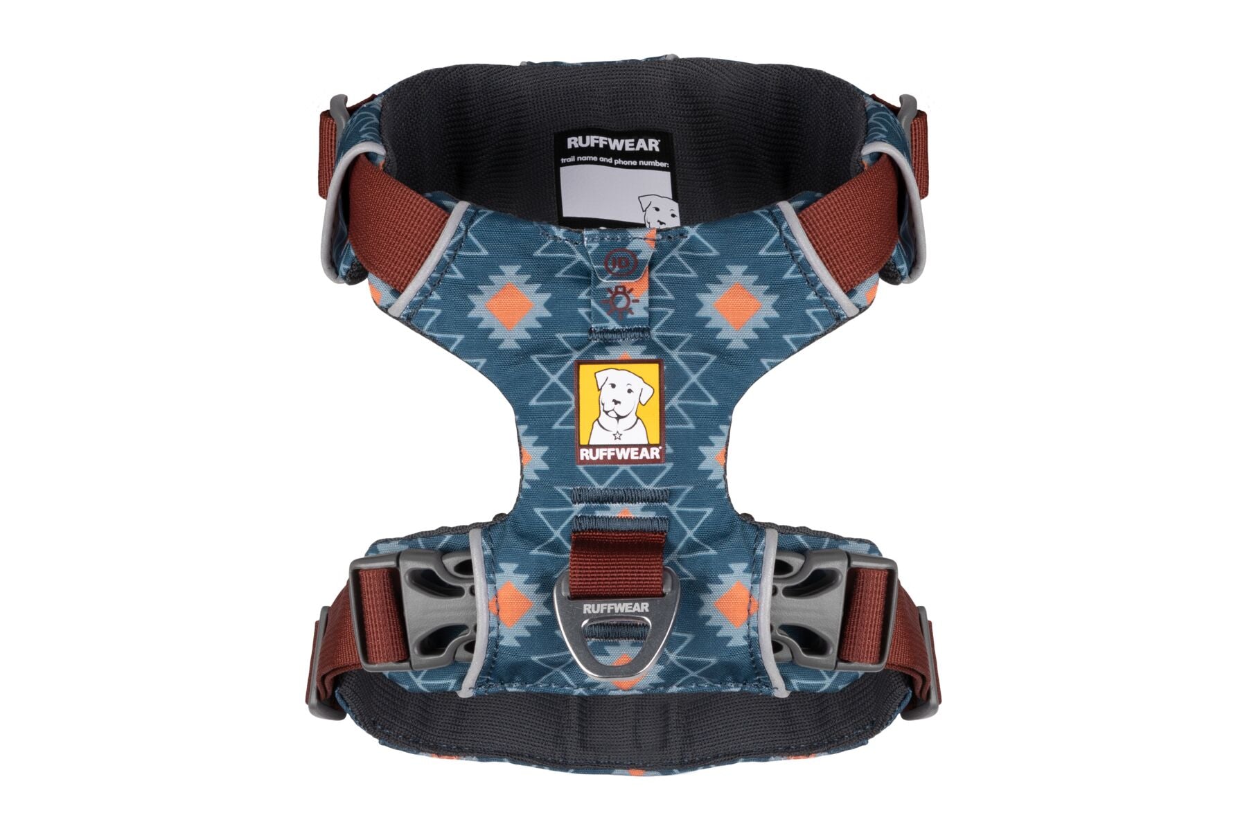 A photo of a Ruffwear harness with the Desert Sunrise Artist Series print.