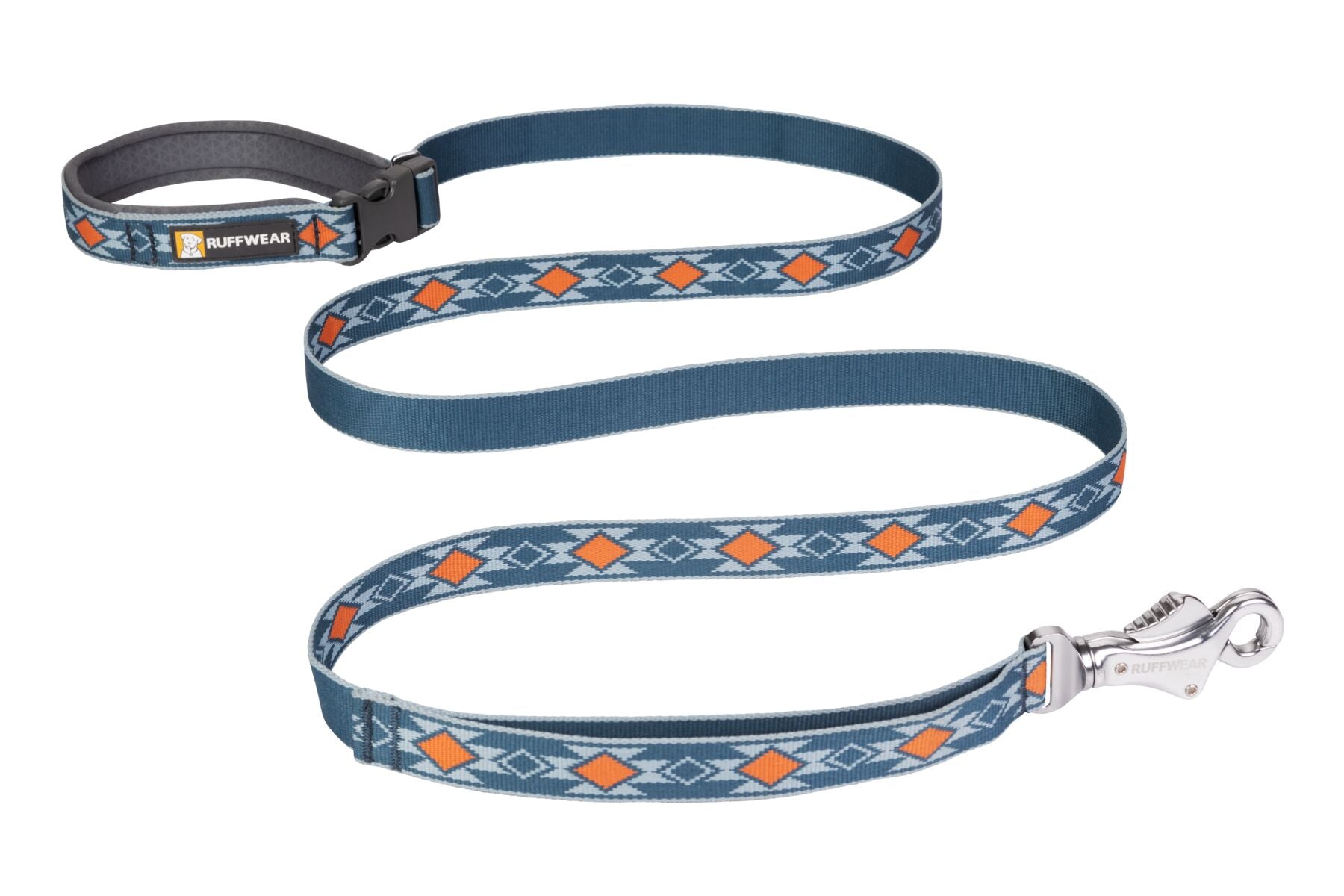 A photo of a Ruffwear leash with the Desert Sunrise Artist Series print.