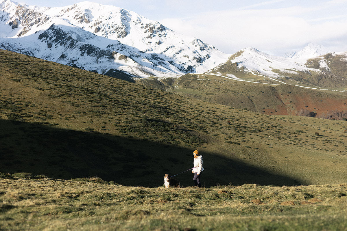 Naïa and Rose walking through the French Alps