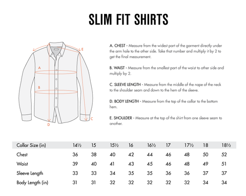 Size Chart - Suits/Dress Shirts - 4MenUnited