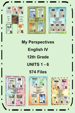 JAMsCraftCloset My Perspectives English 4  10th Grade Supplemental Activities Teacher Resources