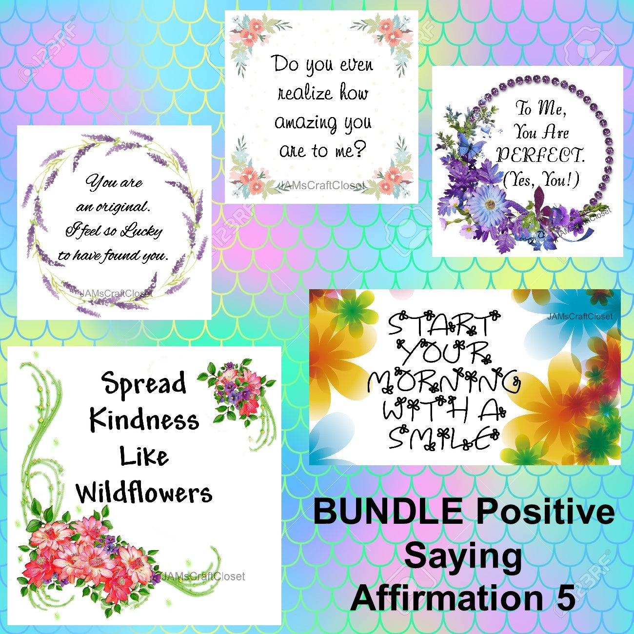 BUNDLE POSITIVE SAYING AFFIRMATION 5 Graphic Design Downloads SVG PNG