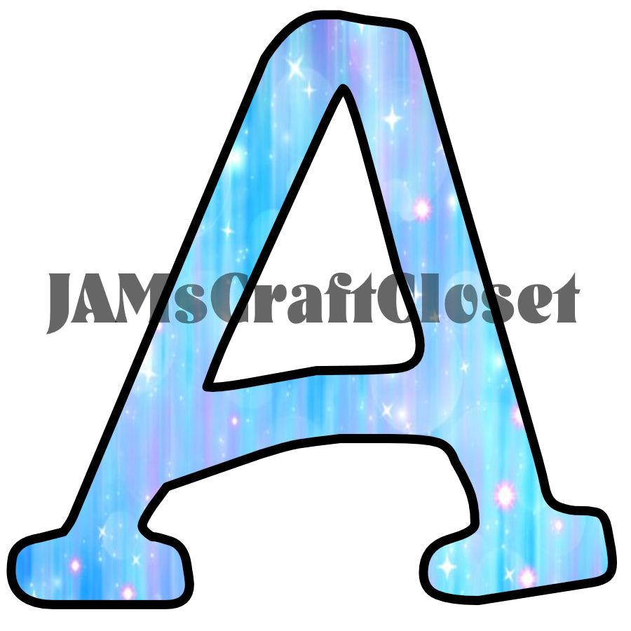 ALPHABET SET Digital Graphic Design Typography Clipart SVG-PNG Sublimation BLUE PURPLE SPARKLES Design Download Crafters Delight