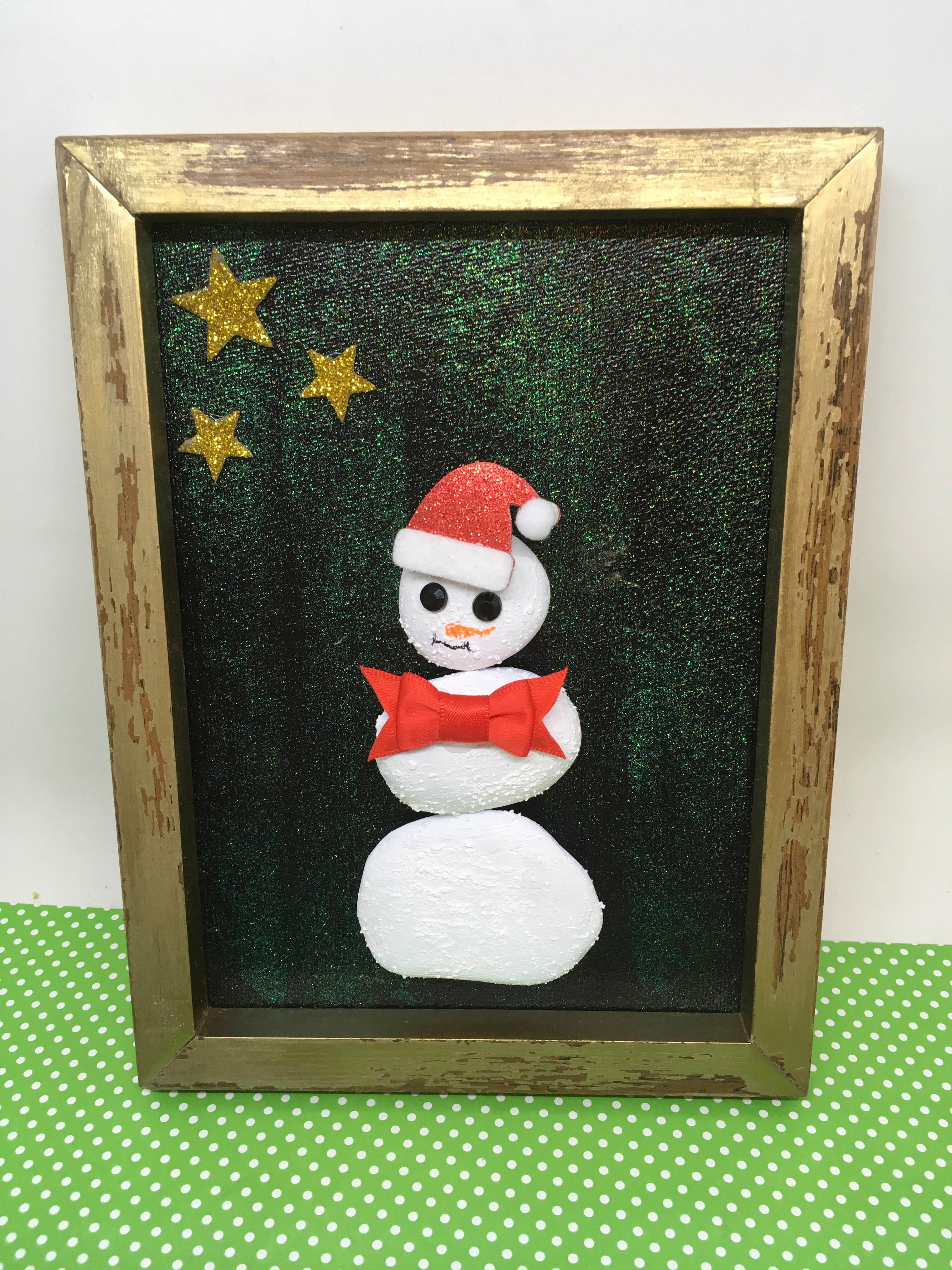 Rock Snowman Wall Art Handmade Hand Painted Wall Art Holiday Decor Chr Jamscraftcloset