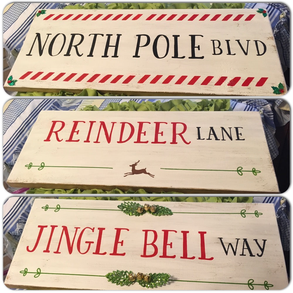 NORTH POLE BLVD Wooden White Sign Holiday Christmas Wall Art Gift Farm ...