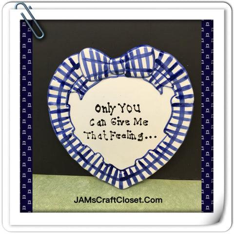 Plate Heart Blue Hand Painted Upcycled Repurposed Love Quote GIVE ME THAT FEELING Home Decor Wall Art Gift Idea JAMsCraftCloset