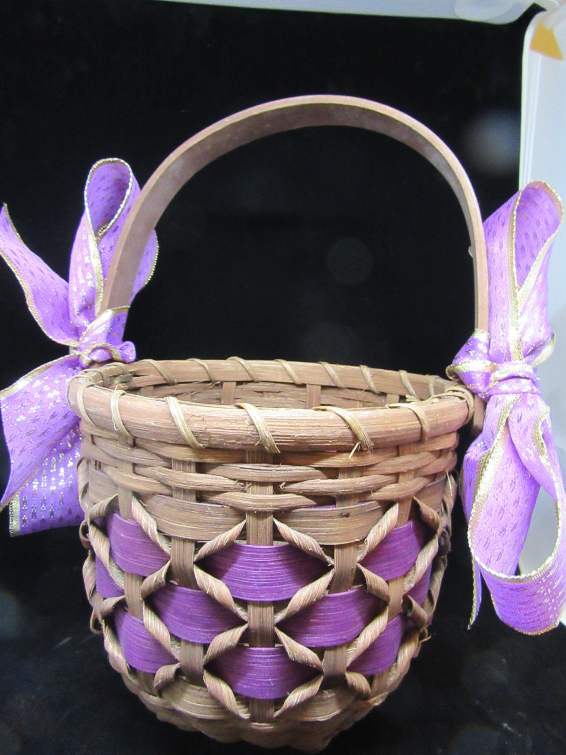 purple flower girl basket