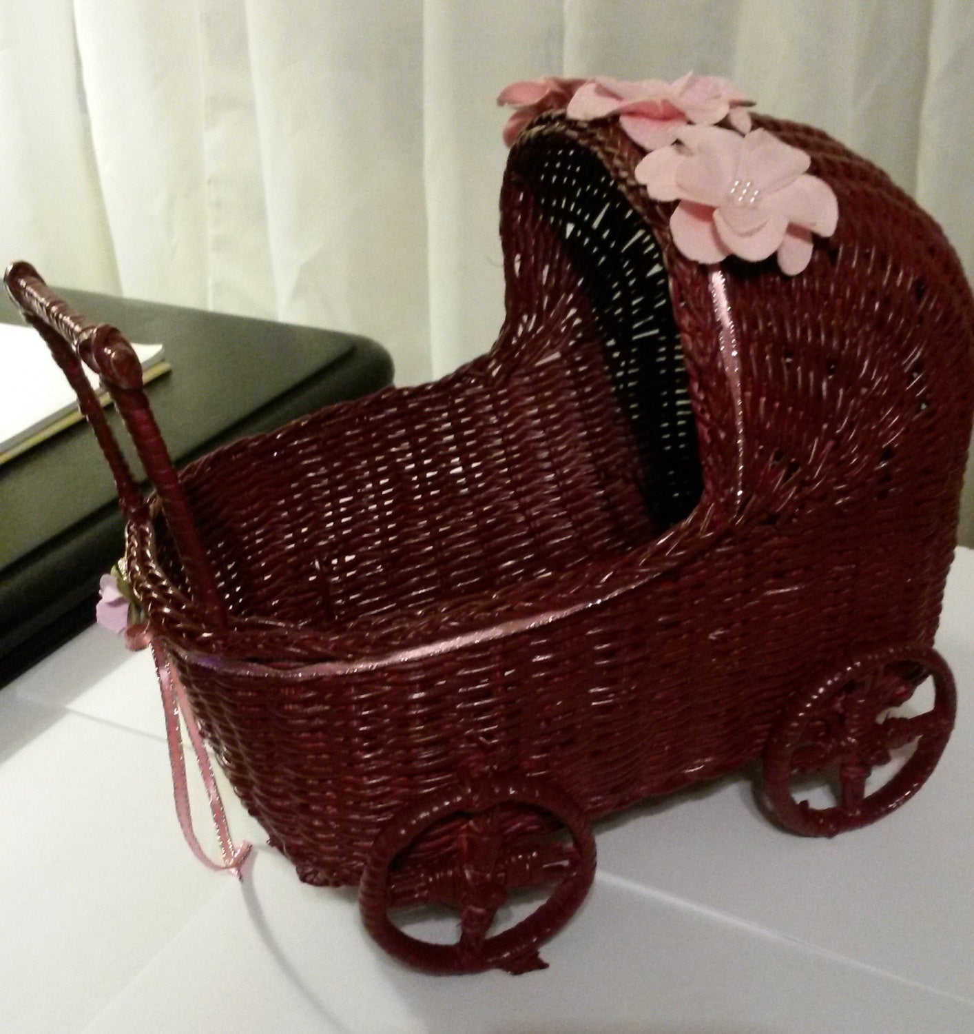 burgundy pram