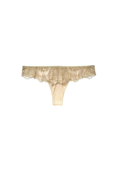 Mystère De Minuit Lace Thong With Tulle in Imperial Gold - I.D. Sarrieri