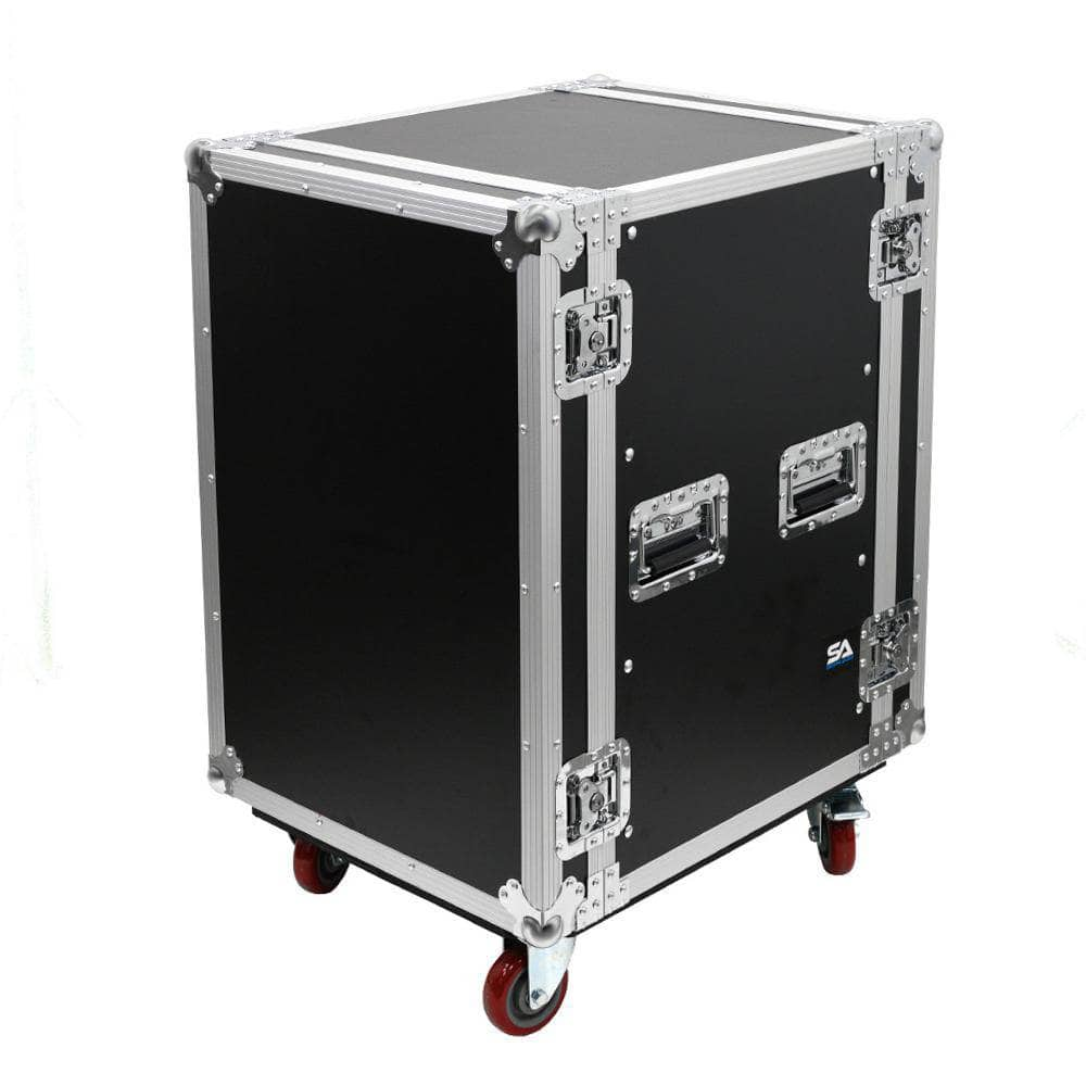 SA-PTR-16UC - 16 Space Pro Audio DJ Road Rack Case with Casters - Pro Tour Grade