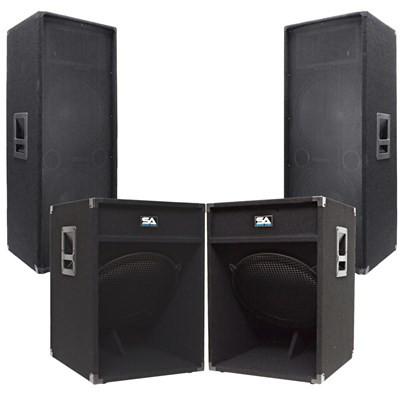 Live Sound Concert Mains Pa Package Pair Of Dual 15 Inch Pa Speakers Seismic Audio