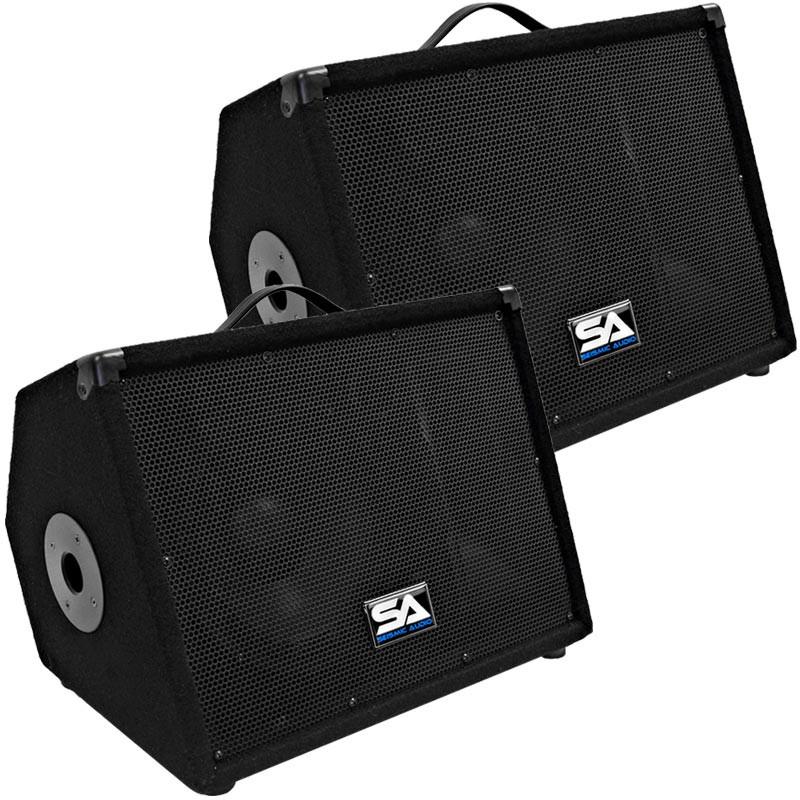 Pair of 10" Floor or Stage Monitors with pole mount for Mains Bands