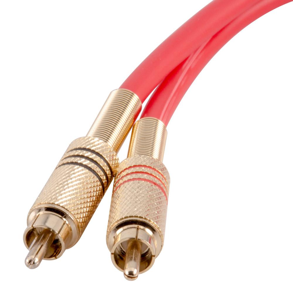 Premium 2 Foot Red Dual Rca Male To Dual Rca Male Audio Patch Cable Gold Plated Seismic Audio 3901