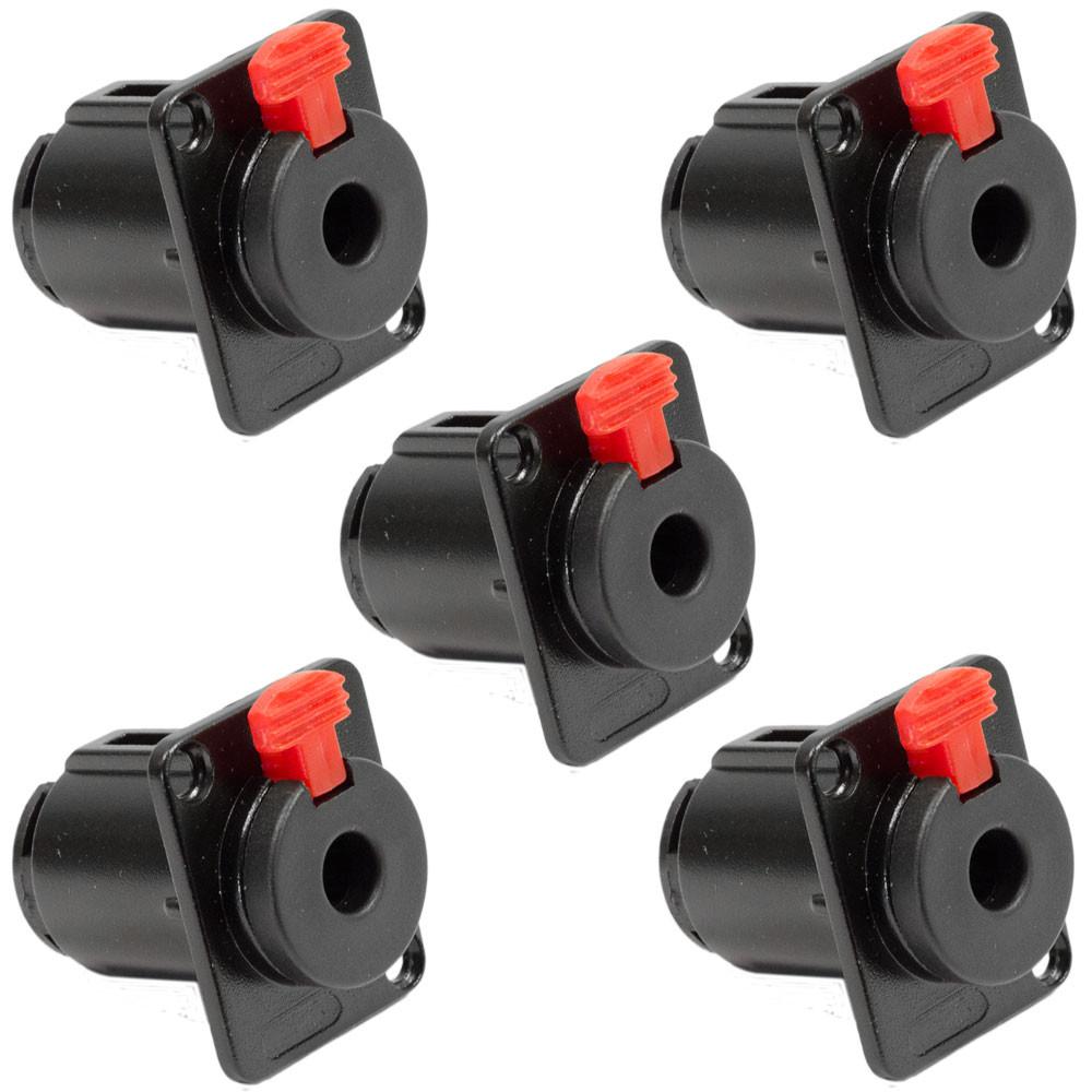 Locking Panel Mount Connectors 5 Pack 14 Inch Female 3 Pole Fits D Series Hole Pattern 