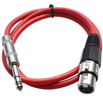 SATRXL-F3 - 6 Pack of Red 3' XLR Female to TRS Patch Cables Nav Image 2