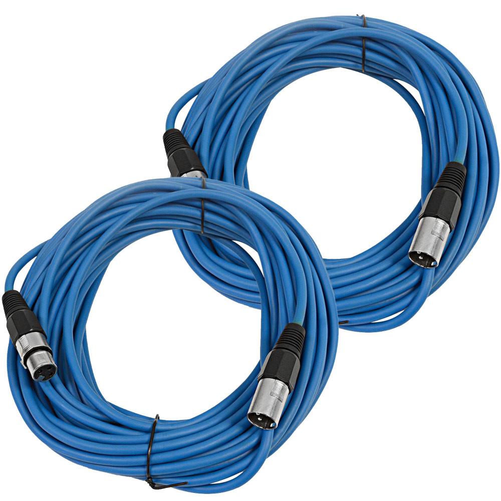 Image of SAXLX-50 - Pair of Blue 50 Foot XLR Microphone Cables
