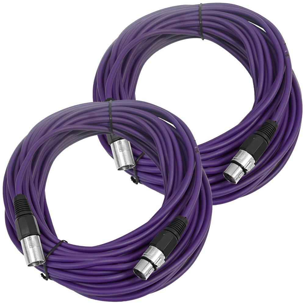 Image of Pair of 50 Ft XLR Microphone Cables - Purple