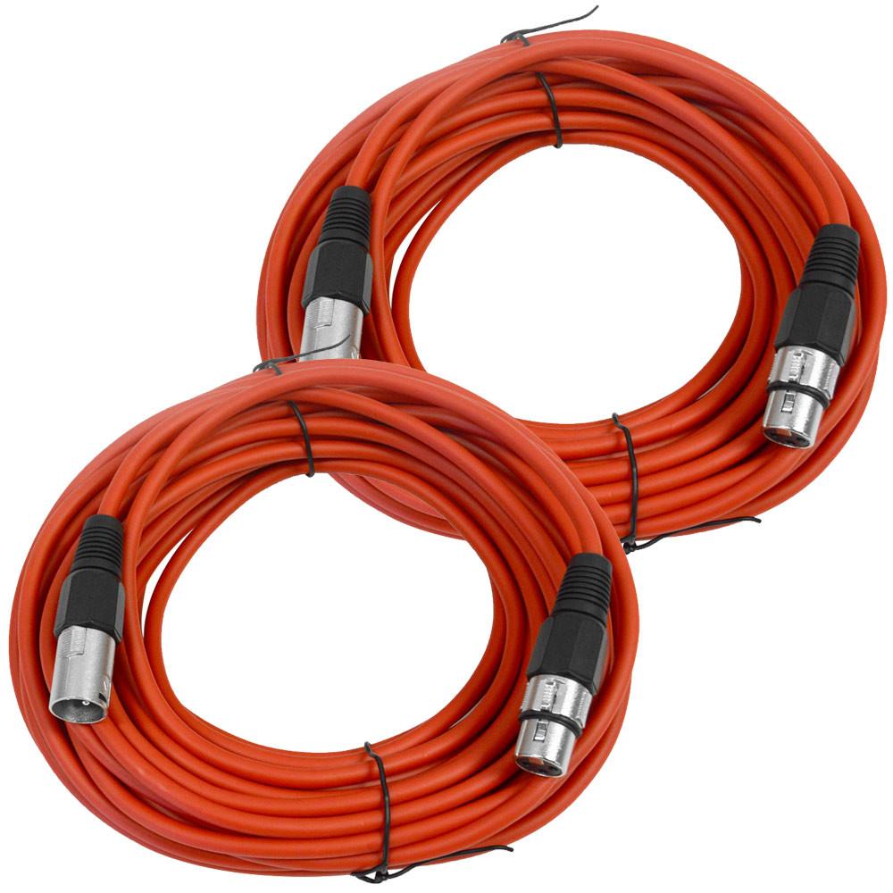 Image of SAXLX-50 - Pair of Red 50 Foot XLR Microphone Cables