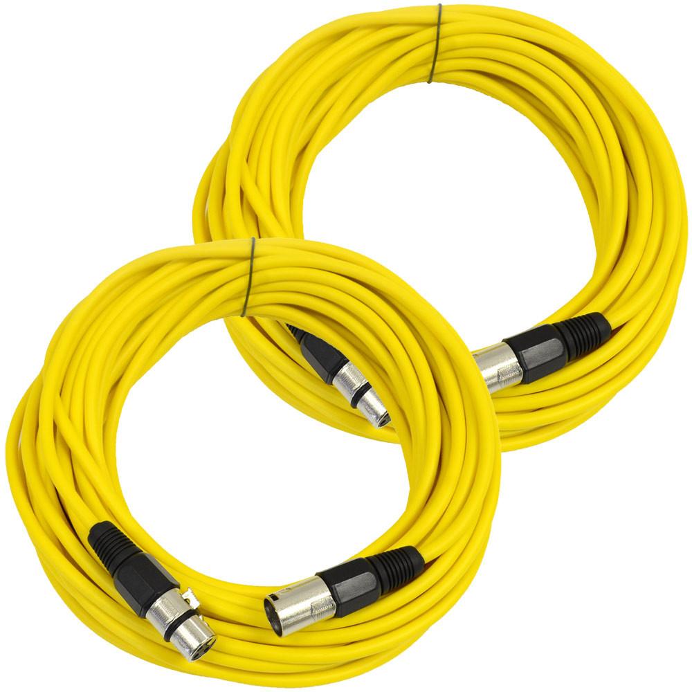 Image of Pair of 50 Ft XLR Microphone Cables - Yellow