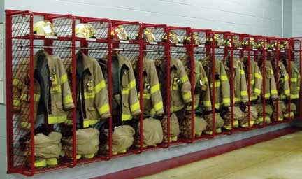 Wall Mounted Red Rack Gear Storage - Associated Fire Safety Group
