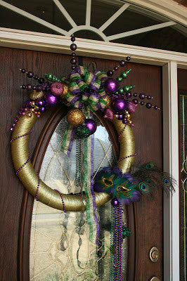 Mardi Gras wreath; credit Marsha's Creekside Creations