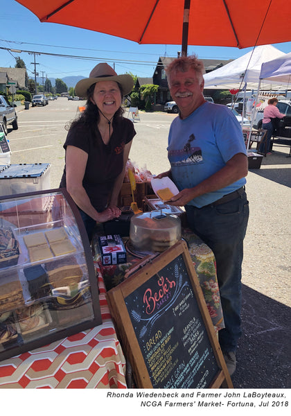 Rhonda Wiedenbeck and  Farmer John LaBoyteaux, NCGA Farmers' Market- Fortuna, Jul 2018