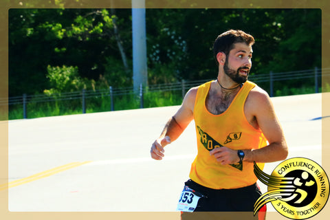 Steve Esposito leading Steve Marcin at the TCRC Vestal XX 20k Oldest 20k in the USA