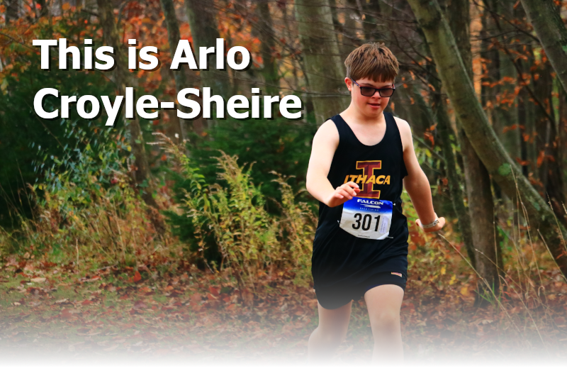 Arlo, a 7th grader, running in a Cross Country race for the Ithaca City School District