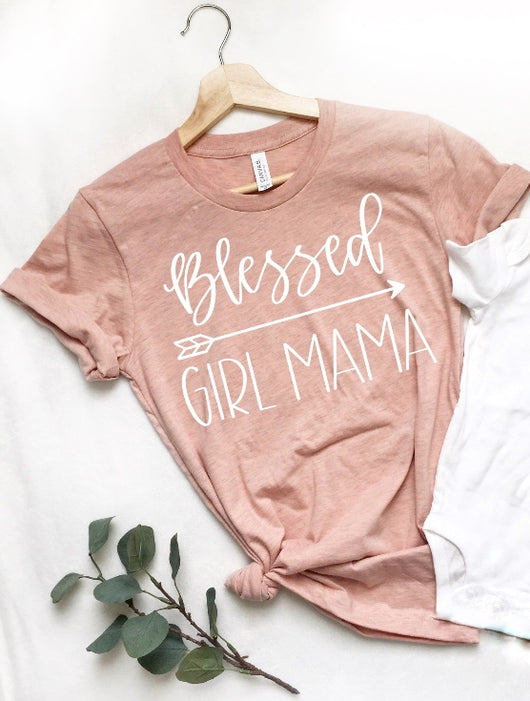 Blessed Girl Mama Peach T-Shirt – Modern Rustic Home