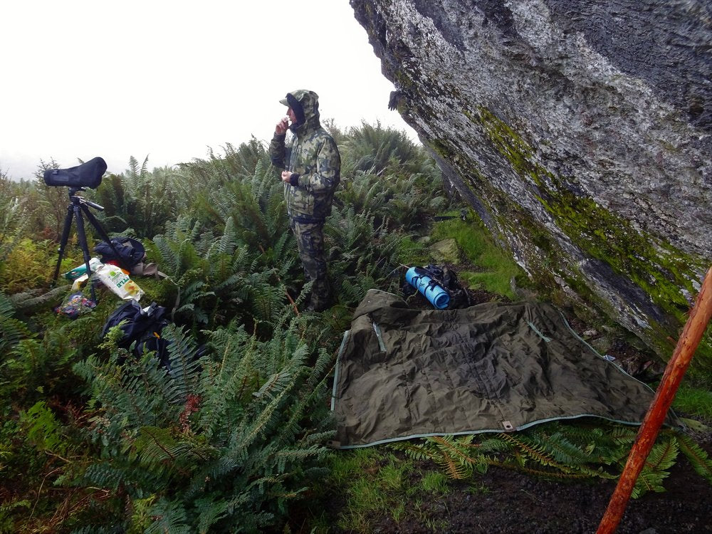 camping under a rock in westland