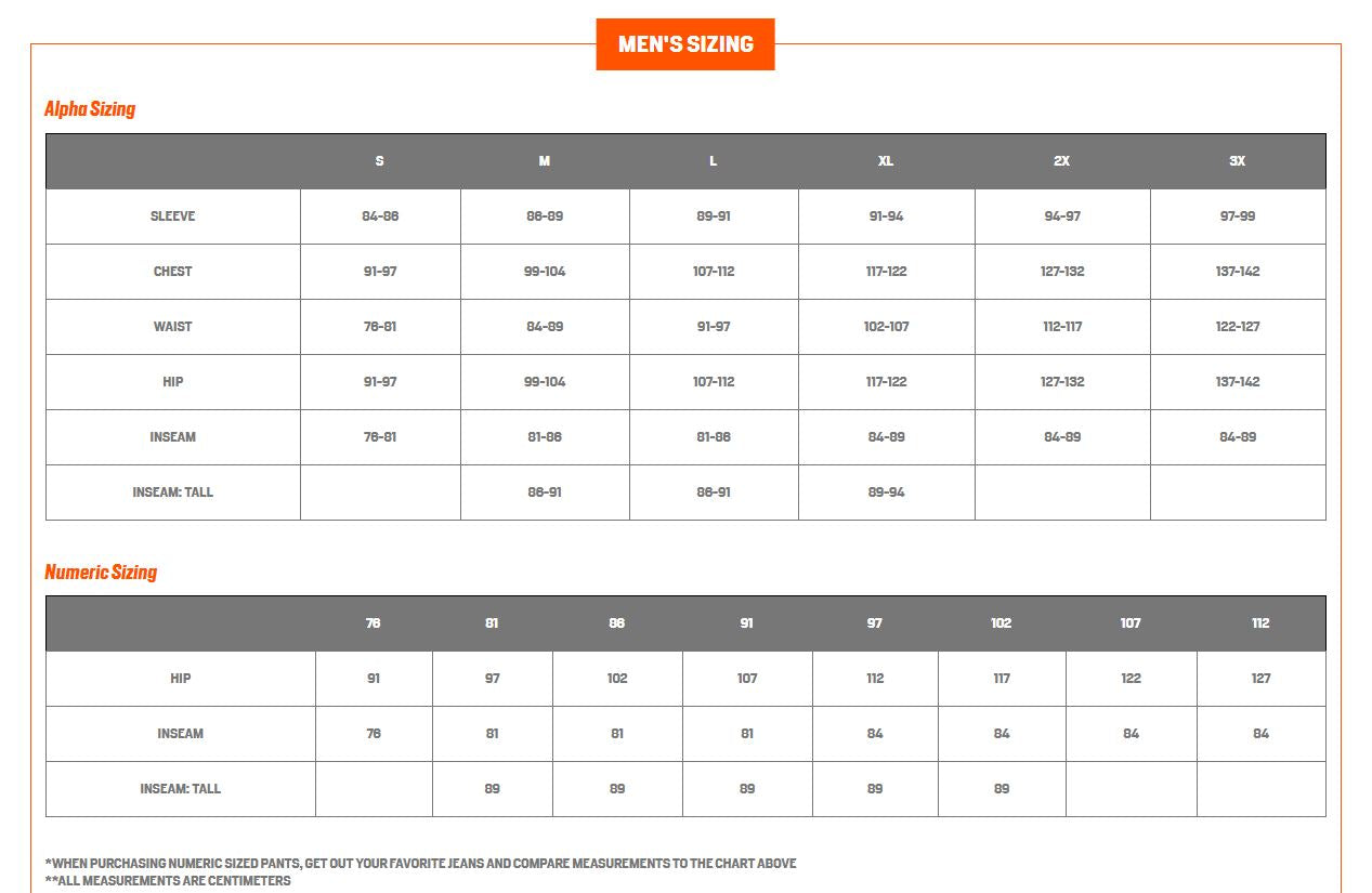 First Lite Sizing Chart 1