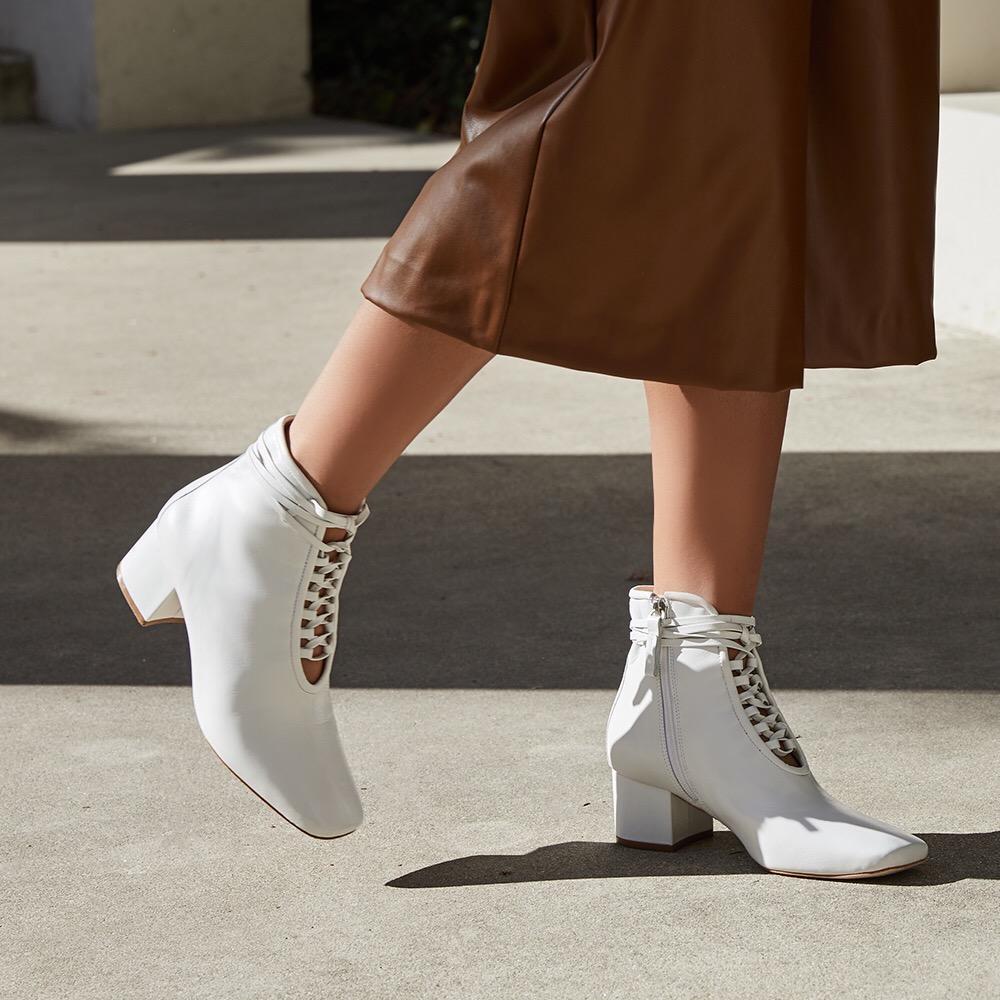 Kamari Woven Cream Leather Bootie With Nappa Leather Laces – DANIELLA SHEVEL