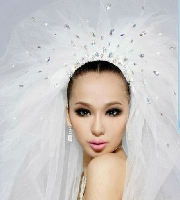 M90 Diamond Wedding Veil With Comb Sparkling Rhinestones Bridal