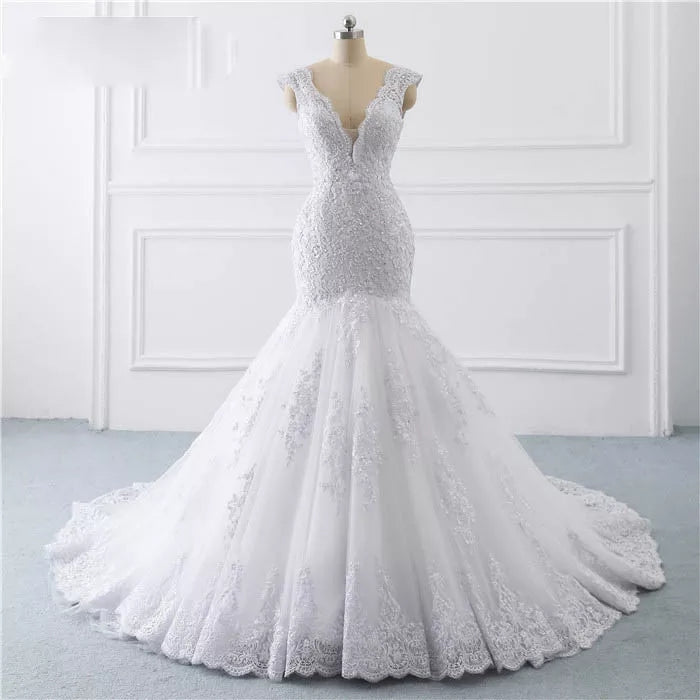 Illusion V Neck Mermaid Wedding Dress Bling Brides Bouquet Online Bridal Store 9046