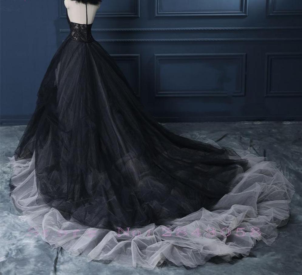 Black Halter Ball Gown Wedding Dress Vintage gothic Wedding Gowns ...